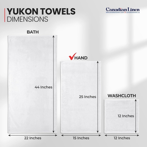 Canadian Linen Yukon Hand Towels Set, 24 Pack, 15"x25", Lightweight Quick Dry Soft Absorbent Cotton Hand Towel for Nursing Hospital Hotel Motel, White