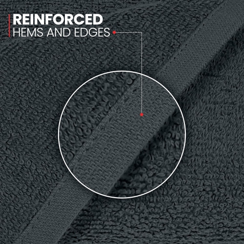 Canadian Linen Yukon – Ensemble de 24 essuie-mains, 15 x 25&nbsp;po, coton doux absorbant, séchage rapide, léger pour salons, spa, gymnase, gris