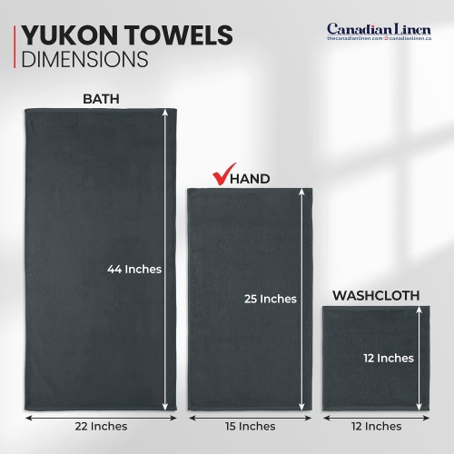 Canadian Linen Yukon – Ensemble de 24 essuie-mains, 15 x 25&nbsp;po, coton doux absorbant, séchage rapide, léger pour salons, spa, gymnase, gris