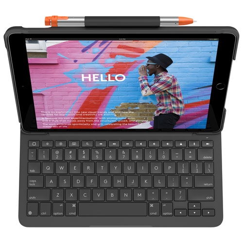 Open Box - Logitech Slim Folio Keyboard Case for iPad - Black