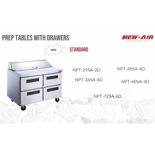 New Air NPT-48SA-4D 48" Refrigerated Salad/Sandwich Prep Table - Ideal for restaurants, cafeterias and food processing spaces
