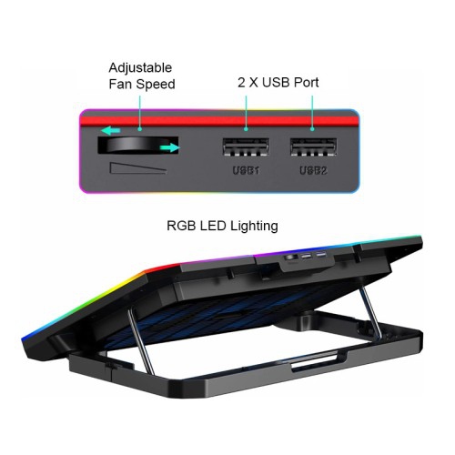 Havit F2069 Cooling Pad RGB LED Gaming Laptop Stand,HV-F2069