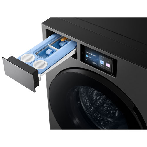 Laveuse à vapeur haute efficacité à chargement frontal de 6,1 pi³ de Samsung - Acier noir