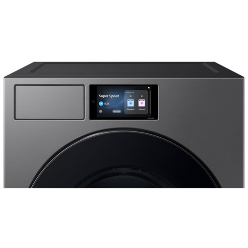 Laveuse à vapeur haute efficacité à chargement frontal de 6,1 pi³ de Samsung (WF90F53ADSA5) - Acier noir