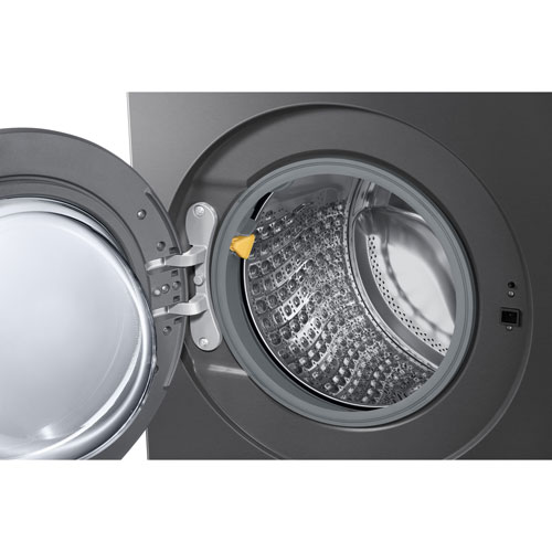 Laveuse à vapeur haute efficacité à chargement frontal de 6,1 pi³ de Samsung (WF90F53ADSA5) - Acier noir
