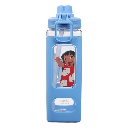 Bouteille d'eau en plastique carrée bleue 24&nbsp;oz de LILO & Stitch Waving Characters