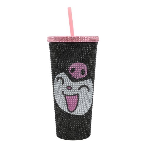 Kuromi – Gobelet en plastique de 20 oz avec pierres du Rhin noir