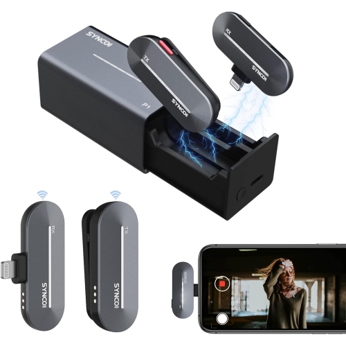 SYNCO  P1L Lightning Lapel Professional Lavalier Microphone Plug & Play With Charging Case for Iphone And Ipad