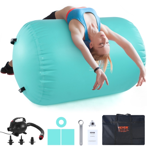VEVOR Air Mat Tumble Track Air Spot, Round Inflatable Air Roller, Air Barrel Gymnastic Equipment with Electric Pump, Tumbling Backbend Trainer for