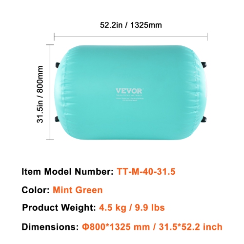 VEVOR Air Mat Tumble Track Air Spot, Round Inflatable Air Roller, Air Barrel Gymnastic Equipment with Electric Pump, Tumbling Backbend Trainer for