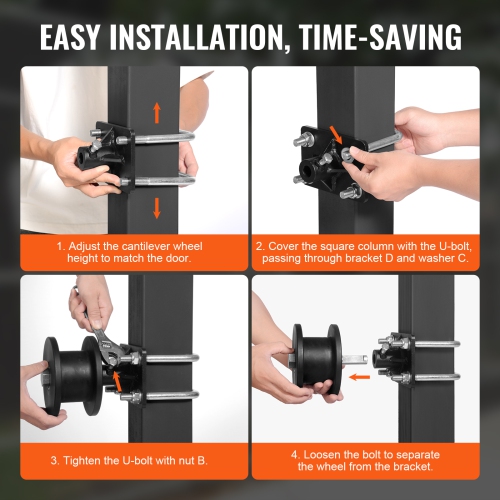 VEVOR Sliding Gate Kit, Heavy Duty Rolling Gate Hardware Kit w/ H-Shaped Wheel Groove for Cantilever Sliding Gates and Rolling Door, Sliding Gate