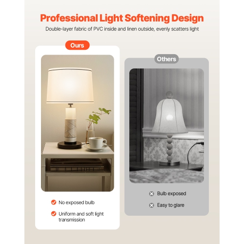 VEVOR 2 Set Lamp Shade, 11in Top x 13in Bottom x 10in High, Medium Lampshade with Harp, Replacement Lamp Shade for Table & Floor Lamps, White with