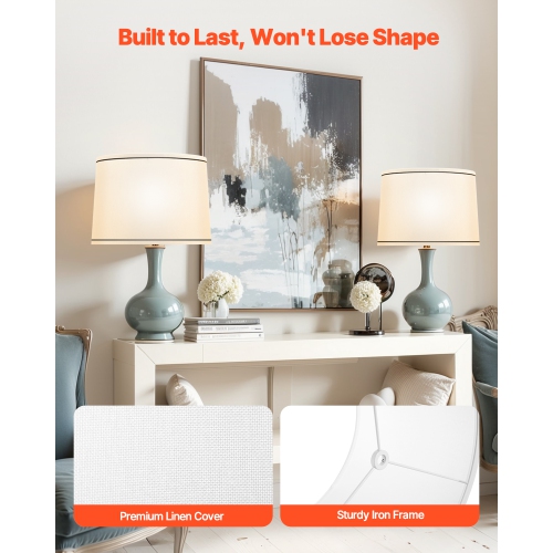 VEVOR 2 Set Lamp Shade, 11in Top x 13in Bottom x 10in High, Medium Lampshade with Harp, Replacement Lamp Shade for Table & Floor Lamps, White with