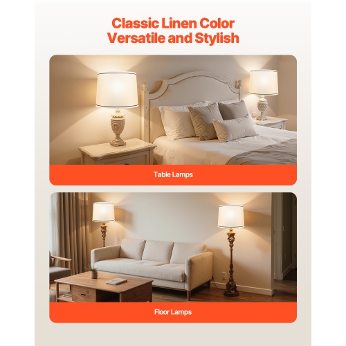 VEVOR 2 Set Lamp Shade, 11in Top x 13in Bottom x 10in High, Medium Lampshade with Harp, Replacement Lamp Shade for Table & Floor Lamps, White with