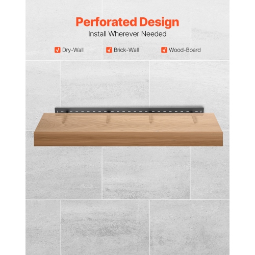 VEVOR 1 Pack Floating Shelf Bracket, 230 lbs/104 kg Weight Capacity, 46x6.2x3 inch, Heavy Duty Hidden Shelf Brackets Support, Wall Mounting Invisible