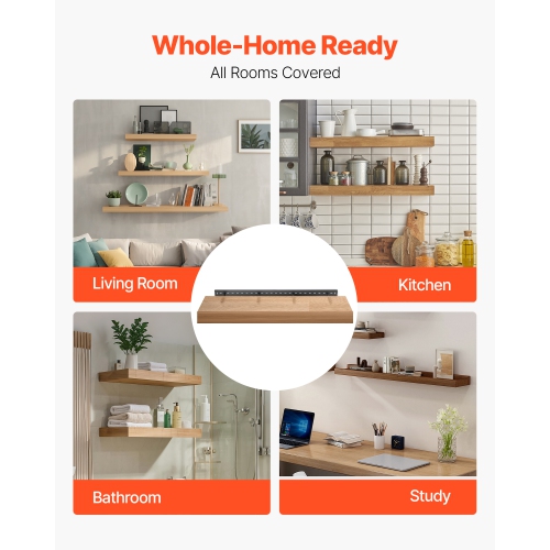 VEVOR 1 Pack Floating Shelf Bracket, 230 lbs/104 kg Weight Capacity, 46x6.2x3 inch, Heavy Duty Hidden Shelf Brackets Support, Wall Mounting Invisible