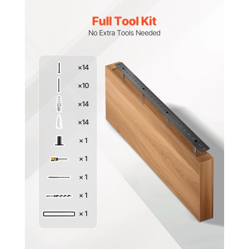 VEVOR 1 Pack Floating Shelf Bracket, 230 lbs/104 kg Weight Capacity, 46x6.2x3 inch, Heavy Duty Hidden Shelf Brackets Support, Wall Mounting Invisible