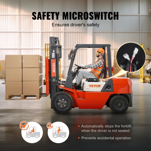 VEVOR 6.3-13.4 inch Universal Forklift Seat, Fold Down Tractor Seat with Adjustable Angle Back and Micro Switch, Extended Slot Comfortable Forklift
