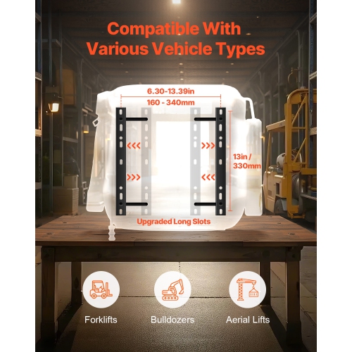 VEVOR Universal Forklift Seat, Tractor Seat with Adjustable Back, Armrest, Headrest & Safety Belt, Secure Tractor Seat with Micro Switch, Ergonomic