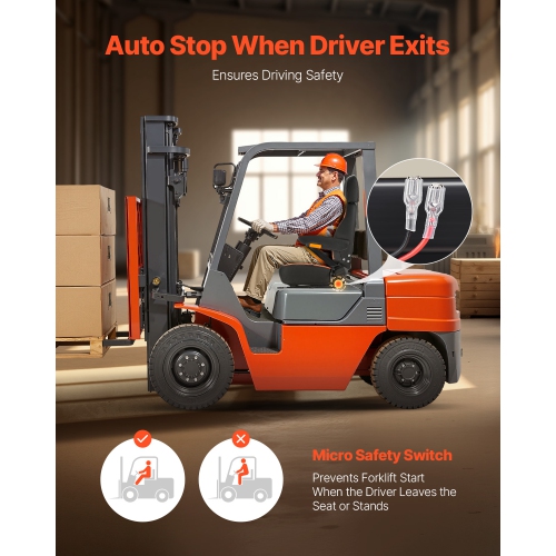 VEVOR Universal Forklift Seat, Tractor Seat with Adjustable Back, Armrest, Headrest & Safety Belt, Secure Tractor Seat with Micro Switch, Ergonomic