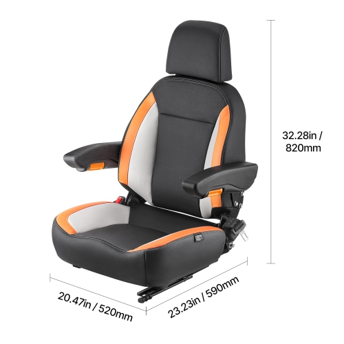 VEVOR Universal Forklift Seat, Tractor Seat with Adjustable Back, Armrest, Headrest & Safety Belt, Secure Tractor Seat with Micro Switch, Ergonomic