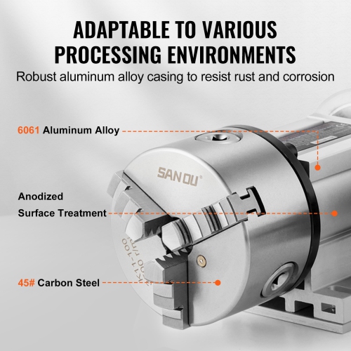 VEVOR K11-100mm Dividing Head,3-Jaw Chuck, 2.6"/65 mm Center Height MT2 Tailstock 6:1 Gear Ratio，CNC Router Milling Machine Rotational Axis 4th Axis