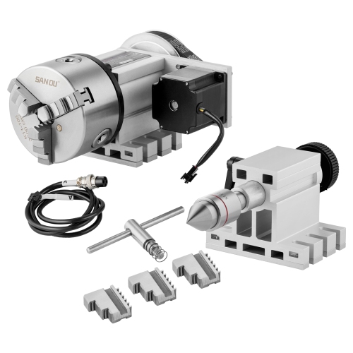 VEVOR K11-100mm Dividing Head,3-Jaw Chuck, 2.6"/65 mm Center Height MT2 Tailstock 6:1 Gear Ratio，CNC Router Milling Machine Rotational Axis 4th Axis