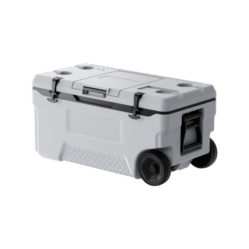 VEVOR 74 QT Portable Cooler, Wheeled Cooler with Ice Retention, Heavy-Duty Handles and Cup Holder, Lightweight Rigid Material Insulated Portable