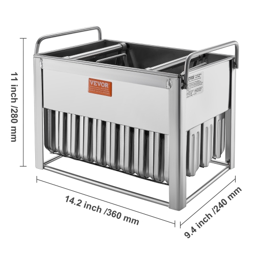 VEVOR 40PCS Commercial Popsicle Moulds, Round-Head Ice Pop Moulds with Double Slot, Stainless Steel Moulds, Ice Cream Maker Mould Holder with 50PCS