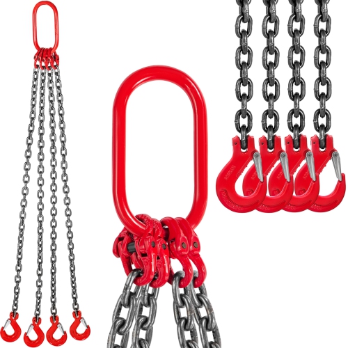VEVOR  5/16 Inch X 6.5 Ft Chain Sling, Lifting Chains w Hooks, G80 Engine Chain Hoist Lifts, 11000 Lbs/5 Ton Capacity Lifting Sling Chains, Engine