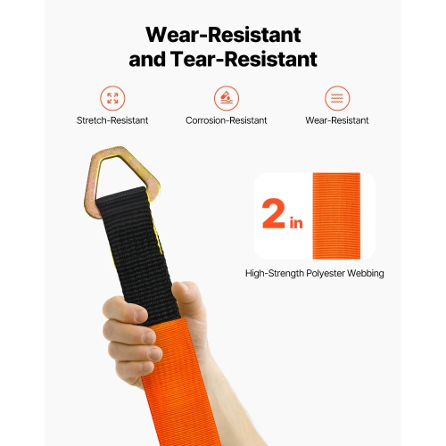 VEVOR 2 in x 3.2 ft Axle Straps, Heavy Duty Axle Tie Down Straps, 12000 lbs Break Strength Axle Tie Down Straps with D Rings, 4 Pack Heavy Duty Axle