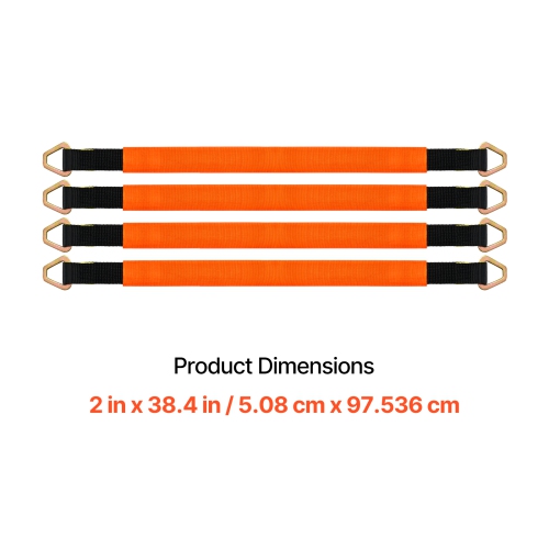 VEVOR 2 in x 3.2 ft Axle Straps, Heavy Duty Axle Tie Down Straps, 12000 lbs Break Strength Axle Tie Down Straps with D Rings, 4 Pack Heavy Duty Axle