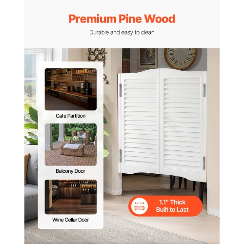 VEVOR 36"W x 36" H Double Saloon Doors, Arched Top Interior Swinging Cafe Doors, Premium Pine Wood, with Hinges & Hardware Kit, Easy to Install, for