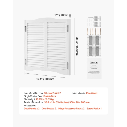 VEVOR 36"W x 36" H Double Saloon Doors, Arched Top Interior Swinging Cafe Doors, Premium Pine Wood, with Hinges & Hardware Kit, Easy to Install, for