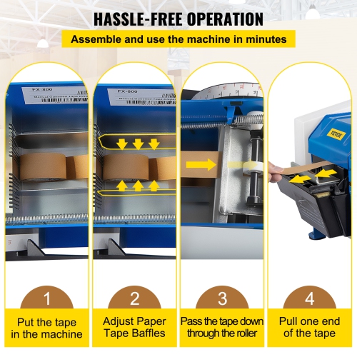 VEVOR Water-Activated Tape Dispenser, Maximum 39.4" x 3.94" Tape, Adjustable Length, Width & Water Level, Manual Tape Dispenser with Water Brush,