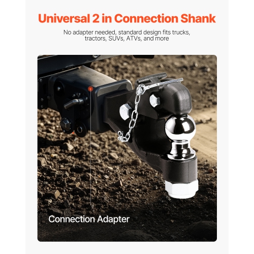 VEVOR Pintle Hook, 16000 lbs Towing Capacity, Pintle Hook Hitch for 2-inch Hitch Hook Military Receiver, Combination 2-inch Hitch Ball, Fits 2.5 to