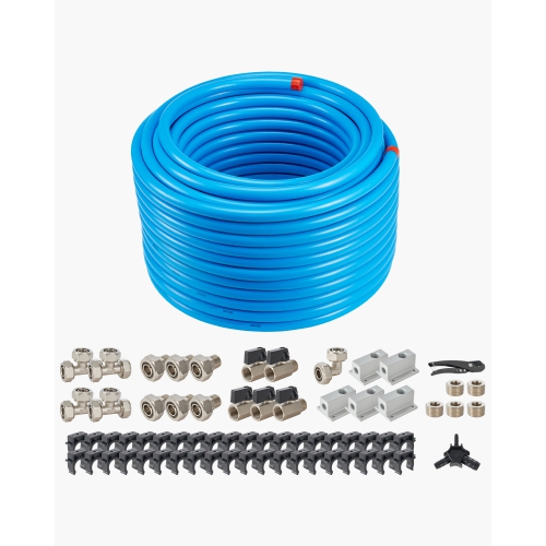 VEVOR  200Ft X 3/4" Air Compressor Line Kit, HDpe-Aluminum Compressed Air Piping System, Leak-Proof & Easy-To-Install, Compressed Air Line Tubing Kit