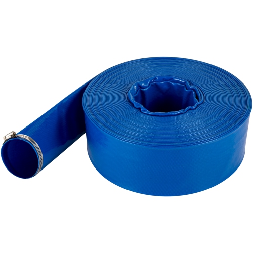 VEVOR 3" x 105' Discharge Hose, PVC Fabric Lay Flat Hose, Heavy Duty Backwash Drain Hose with Clamps, Weather-proof & Burst-proof, Ideal for Swimming