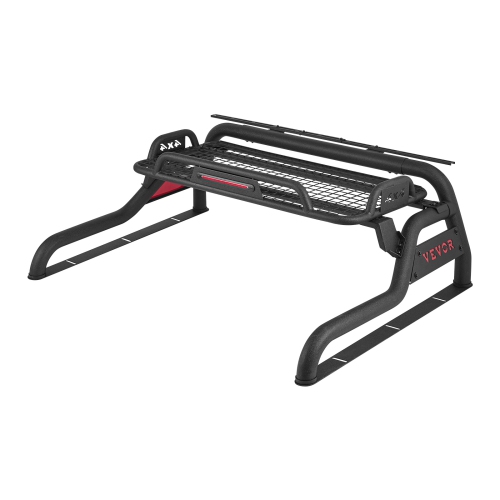 VEVOR Truck Bed Roll Bar, Universal Adjustable Sport Bar Chase Rack, with Luggage Rack for Full-Size Pickup, Carbon Steel Construction with LED Brake