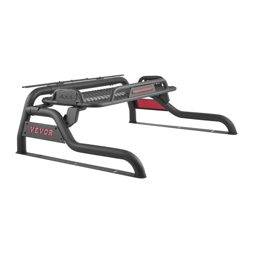 VEVOR Truck Bed Roll Bar, Universal Adjustable Sport Bar Chase Rack, with Luggage Rack for Full-Size Pickup, Carbon Steel Construction with LED Brake