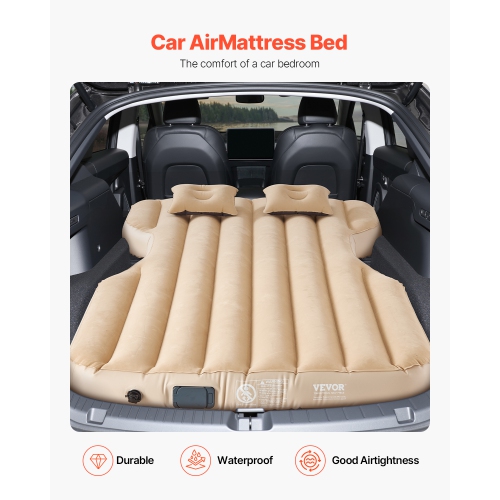 VEVOR Car Air Mattress, Fits Tesla Model Y, Inflatable Mattress, Thickened Blow Up Travel Beds, Durable Portable Sleeping Pad with Built in Pump, 2