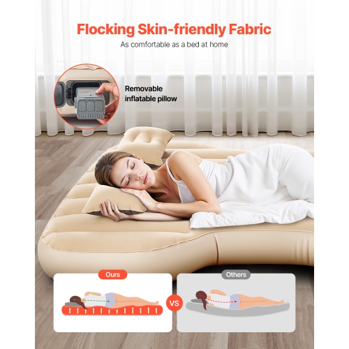 VEVOR Car Air Mattress, Fits Tesla Model Y, Inflatable Mattress, Thickened Blow Up Travel Beds, Durable Portable Sleeping Pad with Built in Pump, 2