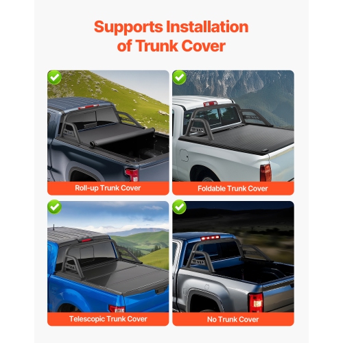 VEVOR Truck Bed Roll Bar, Universal Pickup Sport Adjustable Bar Chase Rack Compatible with Mid-Size Truck, Carbon Steel Construction with Extension