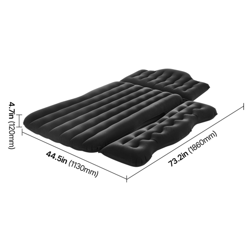 VEVOR Car Air Mattress, Inflatable Back Seat Mattress, Flocking Travel Beds, Durable Sleeping Pad with Air Pump, 2 Pillows, Nozzle, Carry Bag, Fits