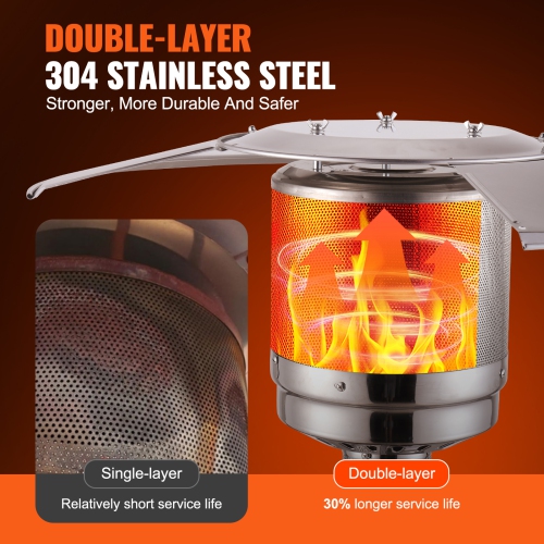 VEVOR 50000BTU Patio Heater, Propane Heater Tall Hammered With Round Table Design, Metal Burner and Wheels, Outdoor Patio Flame Heater for Patio,