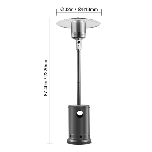 VEVOR 50000BTU Patio Heater, Propane Heater Tall Hammered With Round Table Design, Metal Burner and Wheels, Outdoor Patio Flame Heater for Patio,