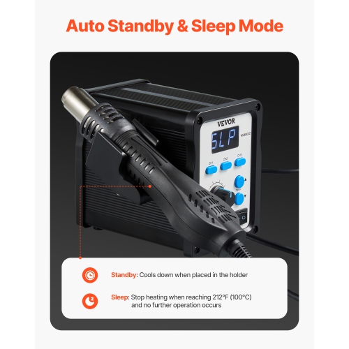 VEVOR 700W Hot Air Rework Station, Digital SMD Rework Station, 212℉-932℉ Hot Air Gun with 20-Level Adjustable Airflow, 3 Pre-Set Channels&3 Hot Air