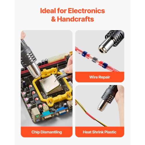 VEVOR 700W Hot Air Rework Station, Digital SMD Rework Station, 212℉-932℉ Hot Air Gun with 20-Level Adjustable Airflow, 3 Pre-Set Channels&3 Hot Air