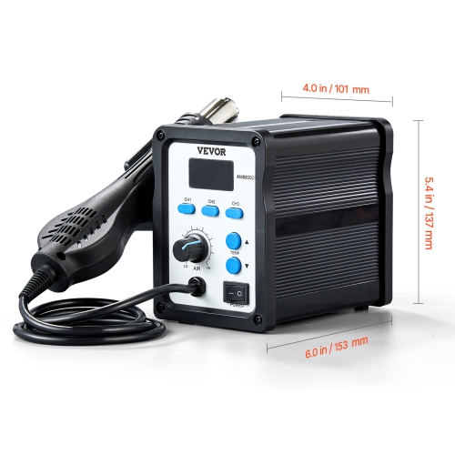 VEVOR 700W Hot Air Rework Station, Digital SMD Rework Station, 212℉-932℉ Hot Air Gun with 20-Level Adjustable Airflow, 3 Pre-Set Channels&3 Hot Air