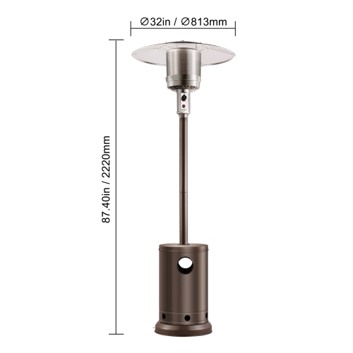 Radiateur de patio VEVOR 50000&nbsp;BTU pour l'extérieur, radiateur au propane haut martelé avec table ronde, brûleur et roulettes en métal,